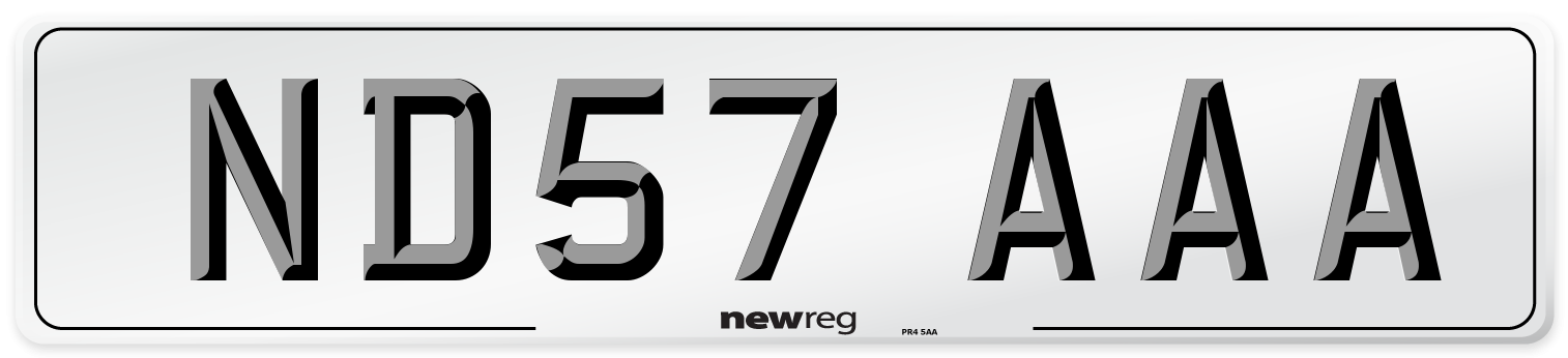 ND57 AAA Number Plate from New Reg